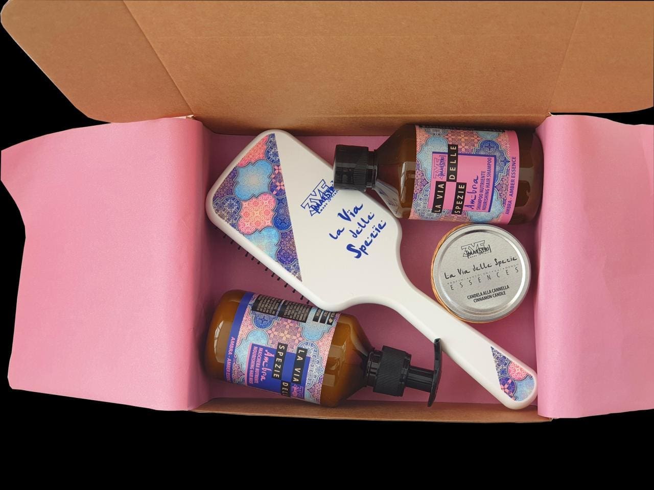 3ME La Via Delle Spezie Ambra Kit ( shampoo + mask + brush + candle )