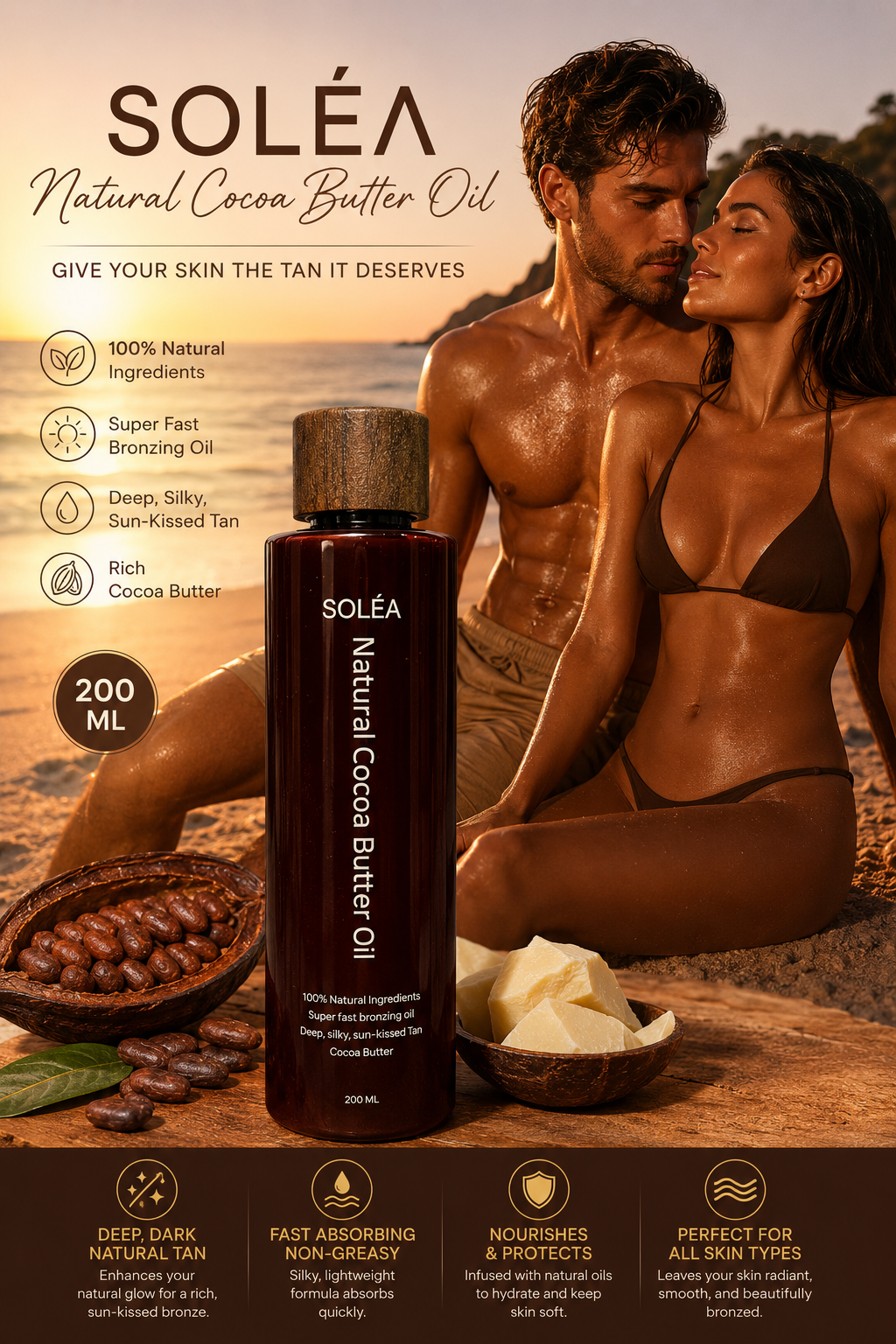 Solea Natural Cocoa Butter Oil (Cocoa Butter) -200 ml