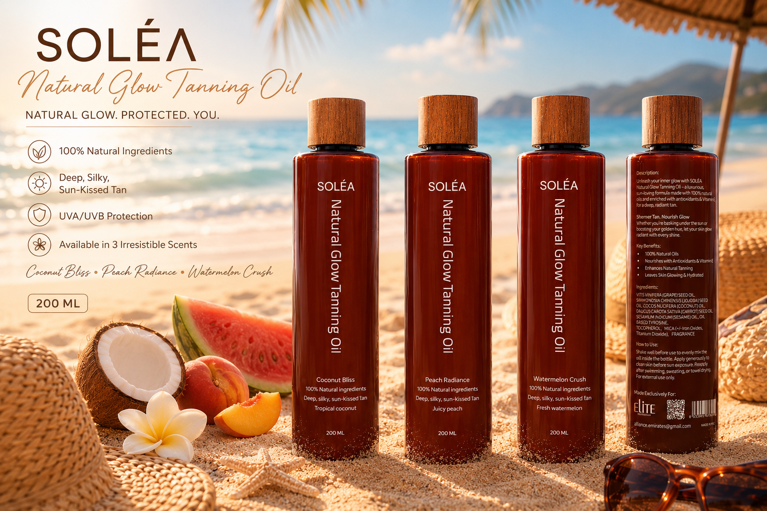 Solea Natural Tanning Oil 200 ml / 3 Flavors