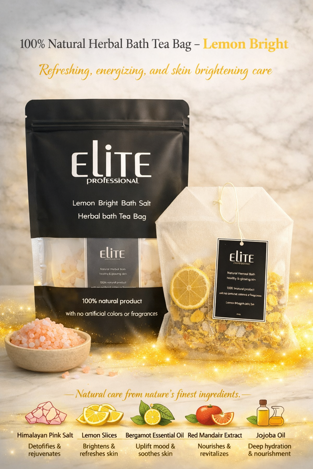 Elite Professional Lemon Bright Bath Salt (Herbal bath Tea Bag) 250g