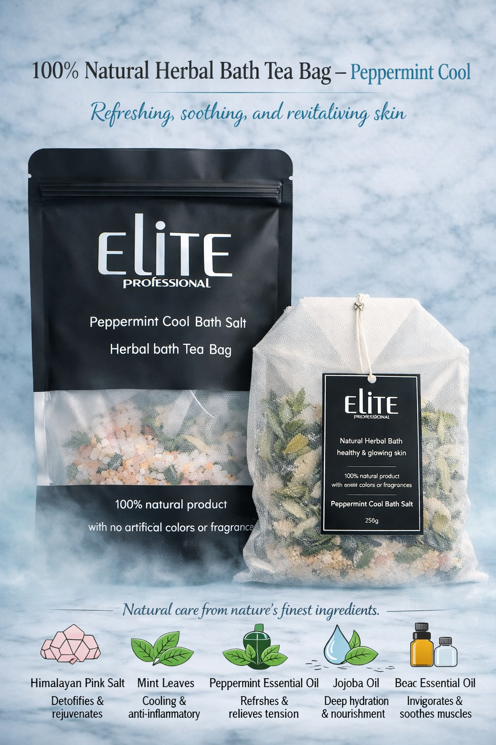 Elite Professional Peppermint Cool Bath Salt (Herbal Bath Tea Bag) 250g