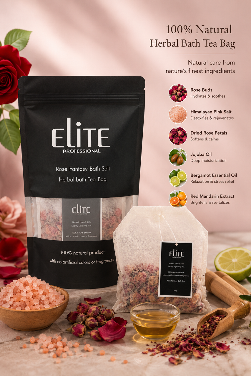 Elite Professional Rose Fantasy Bath Salt ( Herbal Bath Tea bag ) 250g